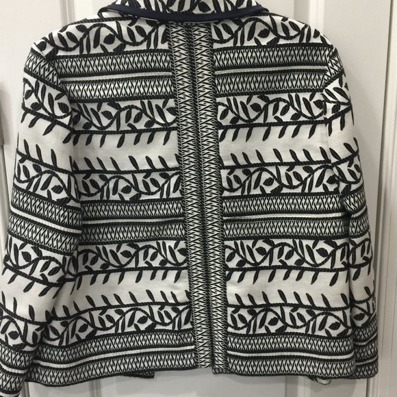 Tory Burch White & Black Jacket Sz 12 - Picture 4 of 7